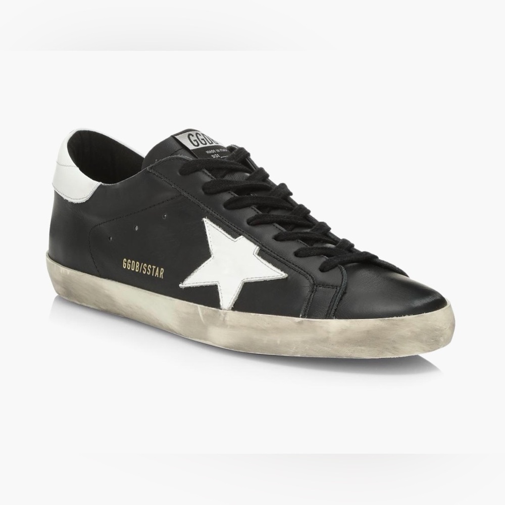 Like New Golden Goose Super-Star Leather Sneakers Black/White Sz 38